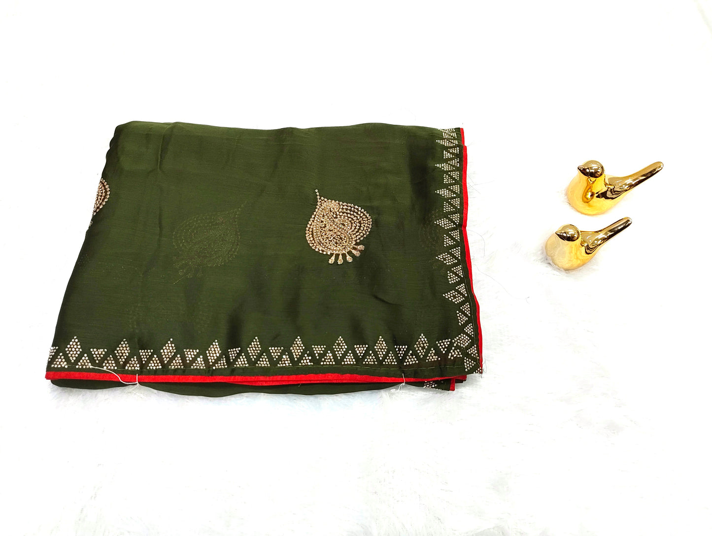 Satin Silk  Embroidery Work & Siroski Work SC307