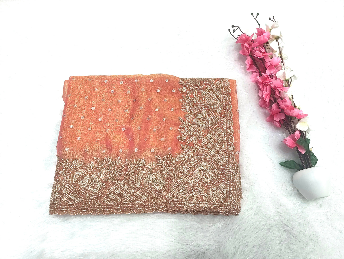 Silk Jacquard Heavy Embroidery Saree NCB204