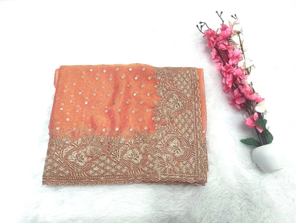 Silk Jacquard Heavy Embroidery Saree NCB204