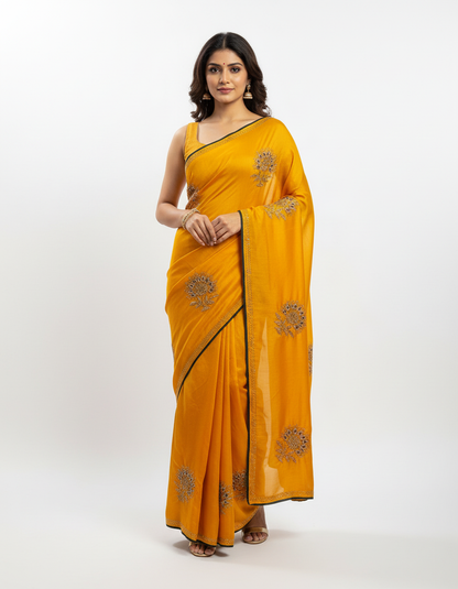 Satin Silk  Embroidery Work & Siroski Work SC302