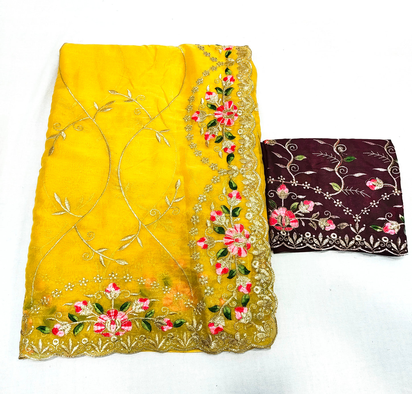 Shinny Georgette Multi Embroidery Work Sarees SG407