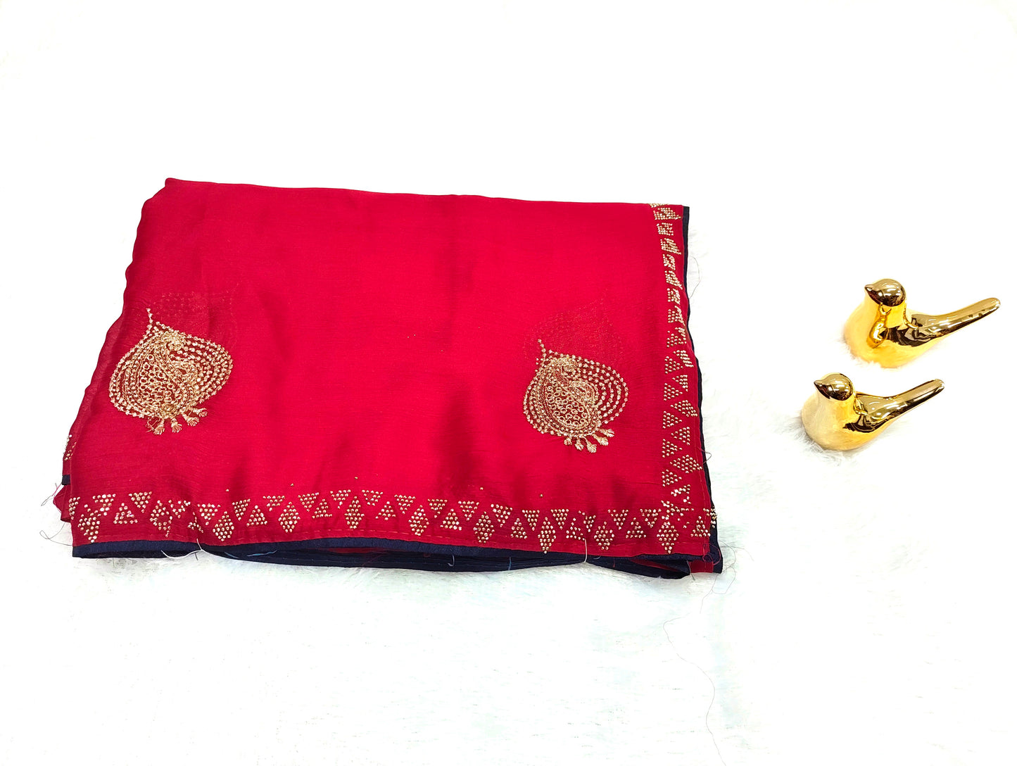 Satin Silk  Embroidery Work & Siroski Work SC307