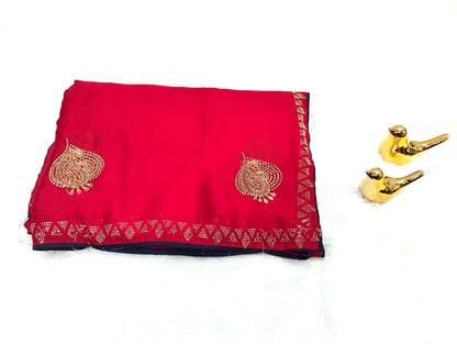 Satin Silk  Embroidery Work & Siroski Work SC307