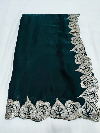 Satin Silk Chiffon Embroidery Work & Siroski Work SC301