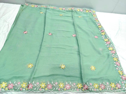 Shinny Georgette Multi Color Embroidery Work SG405
