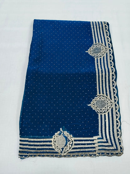 Fendi Chiffon Embroidery & Siroski Work Saree FC101