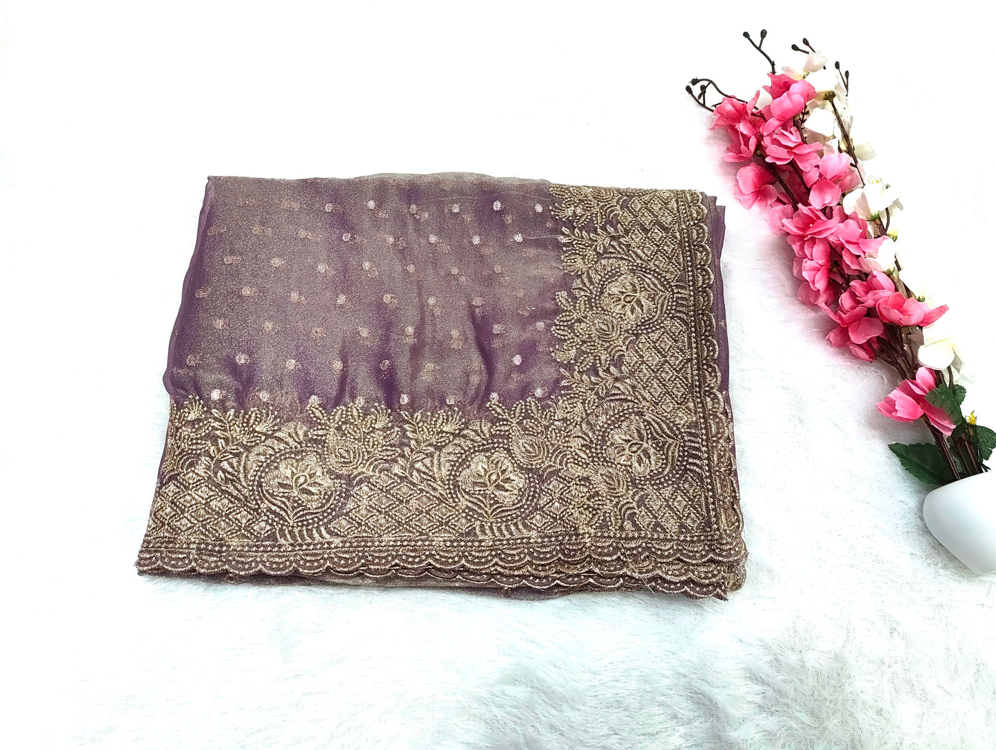 Silk Jacquard Heavy Embroidery Saree NCB204