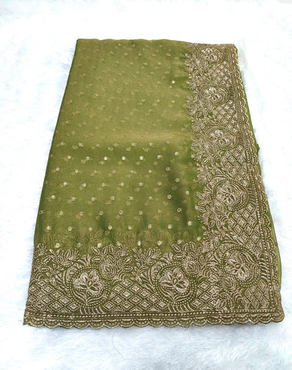 Silk Jacquard Heavy Embroidery Saree NCB204