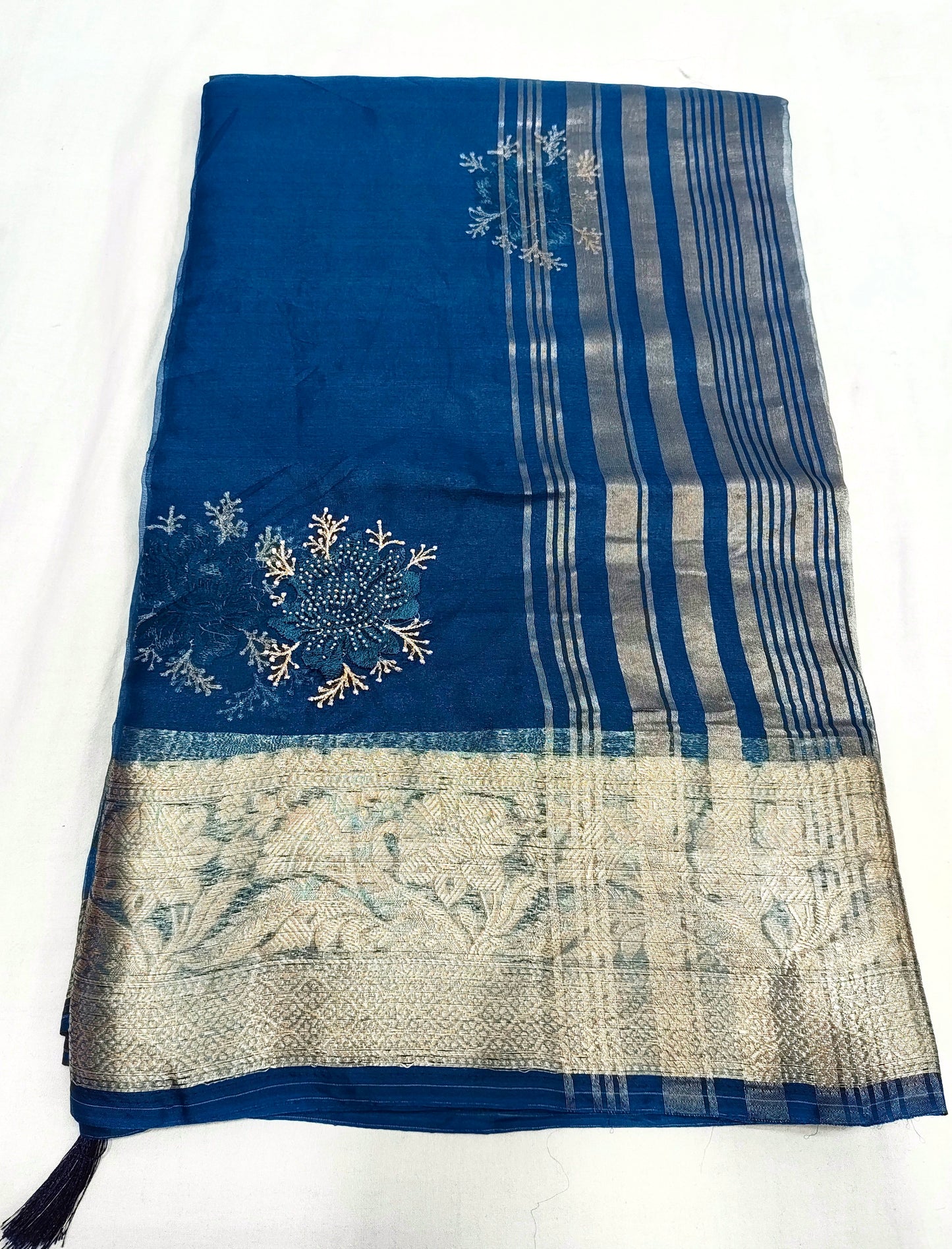 Organza Rich Pallu Embroidery & Siroski Work Saree OP702