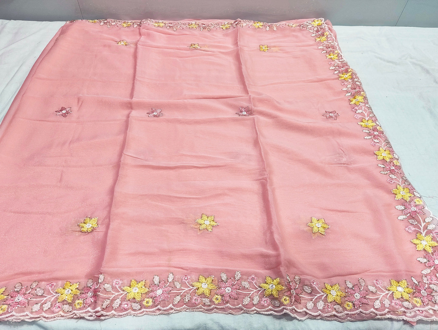 Shinny Georgette Multi Color Embroidery Work SG405