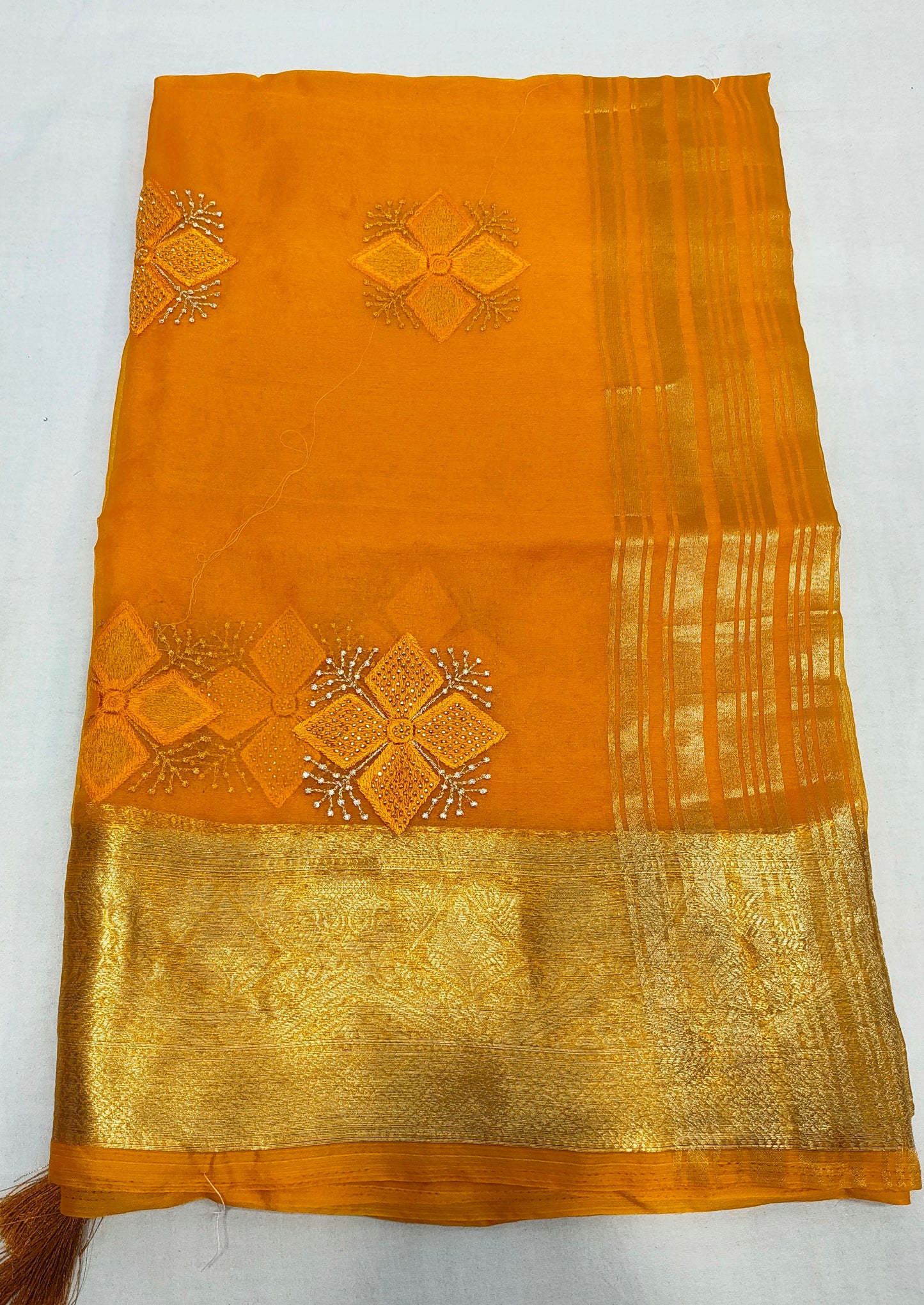 Organza Rich Pallu Embroidery & Siroski Work Saree OP701