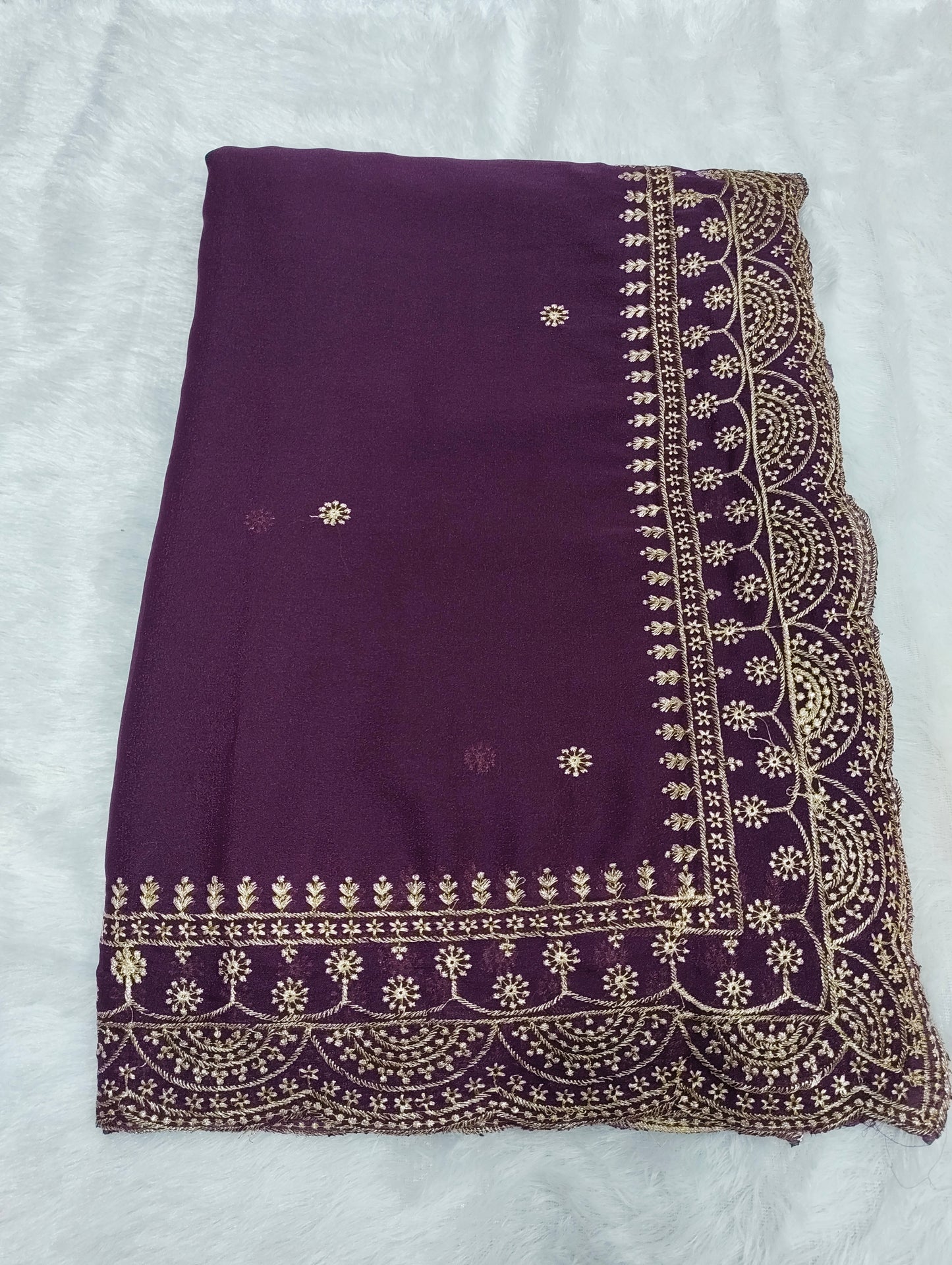 Shiny Georgette Heavy Embroidery Jari Work SG108