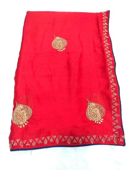 Satin Silk  Embroidery Work & Siroski Work SC307