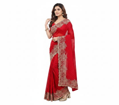 Fendi Chiffon Embroidery & Siroski Work Saree FC104