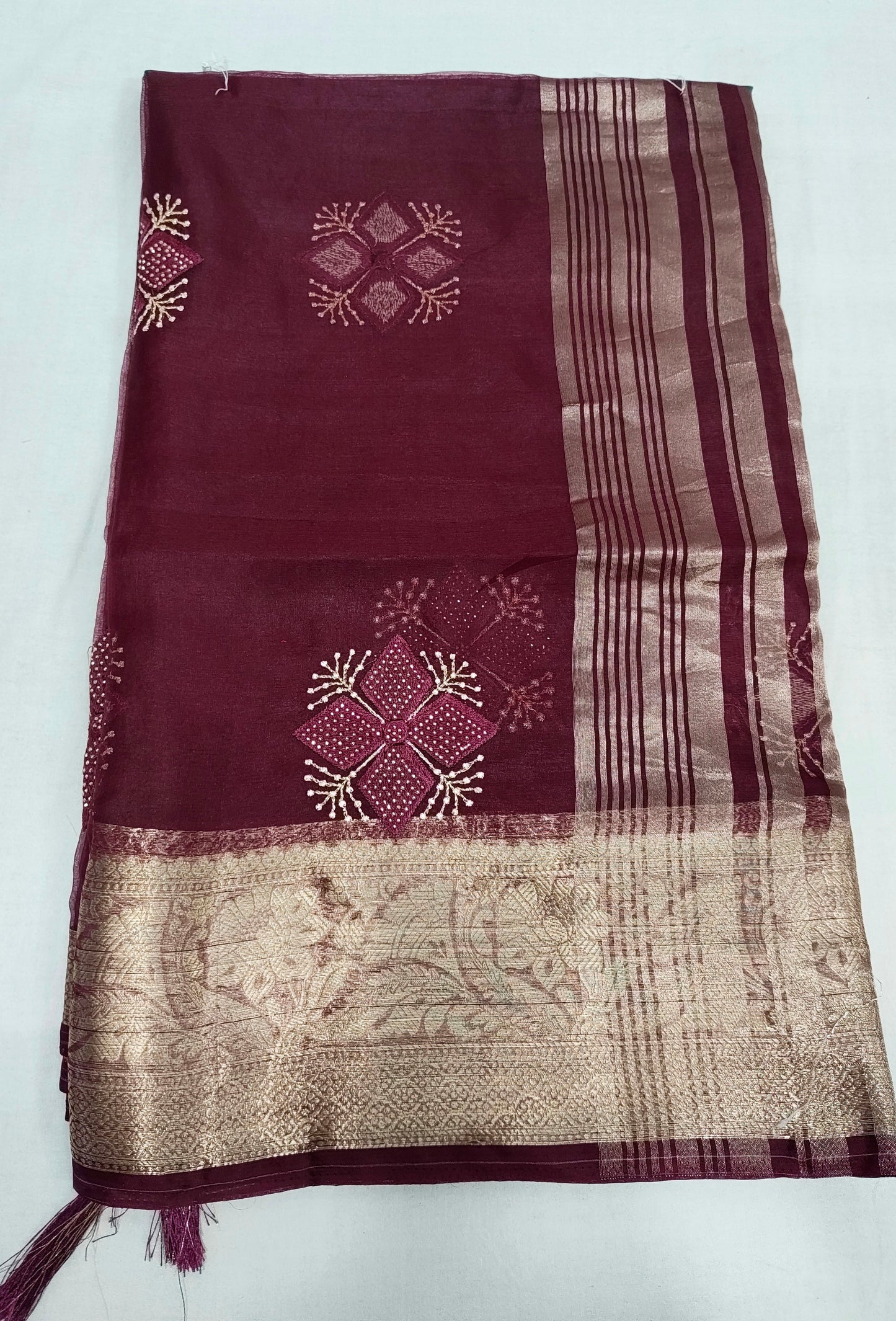 Organza Rich Pallu Embroidery & Siroski Work Saree OP701