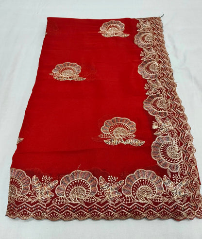 Chocolate Silk Multi Embroidery Work & Siroski Diamond Work SG501