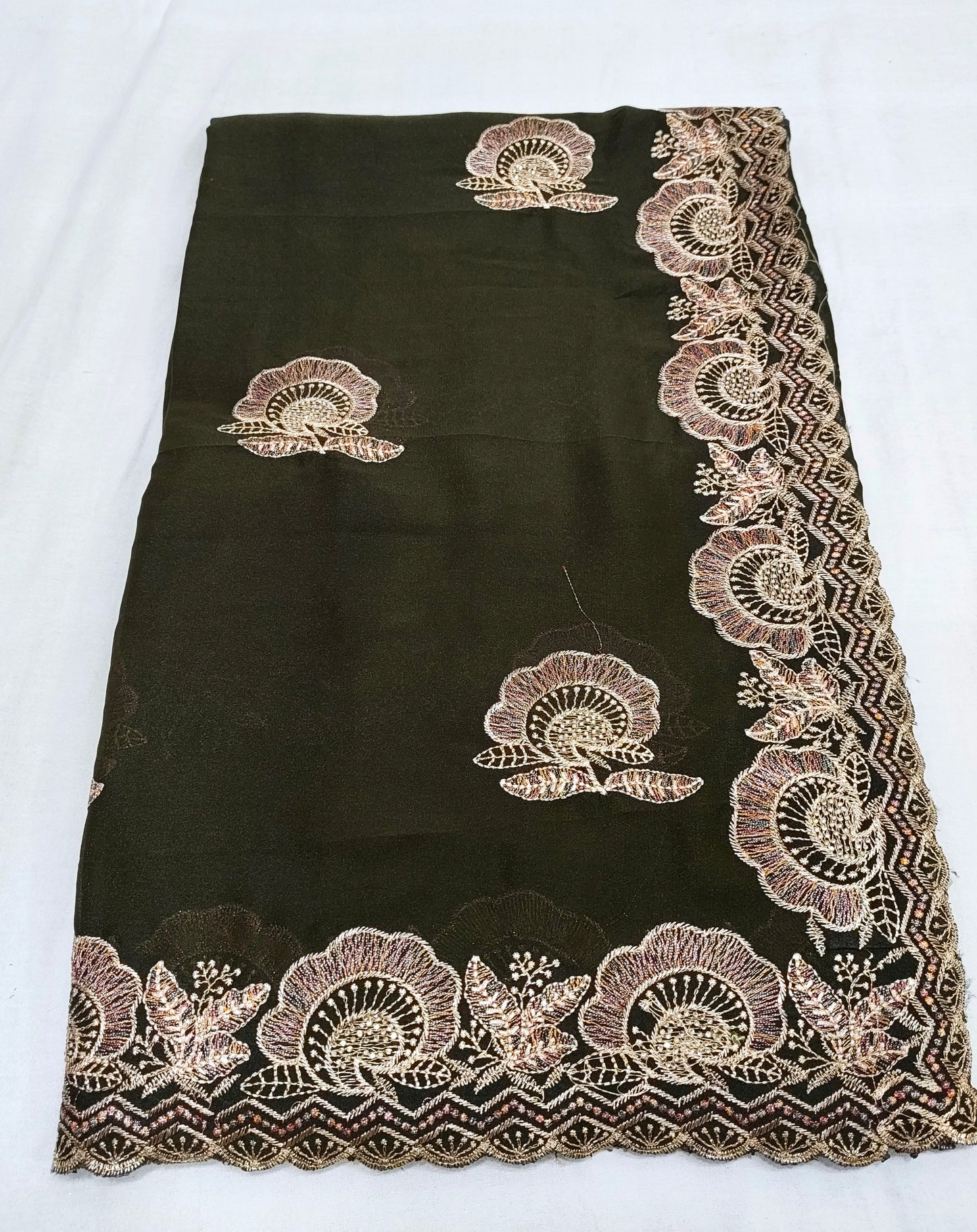 Chocolate Silk Multi Embroidery Work & Siroski Diamond Work SG501