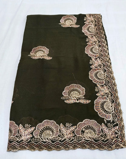Chocolate Silk Multi Embroidery Work & Siroski Diamond Work SG501