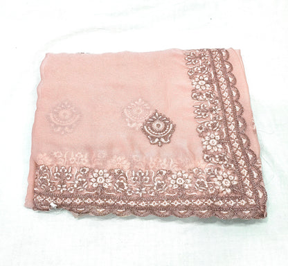 Tissue Gold Silk with Embroidery Glitter Coding Work NCC802