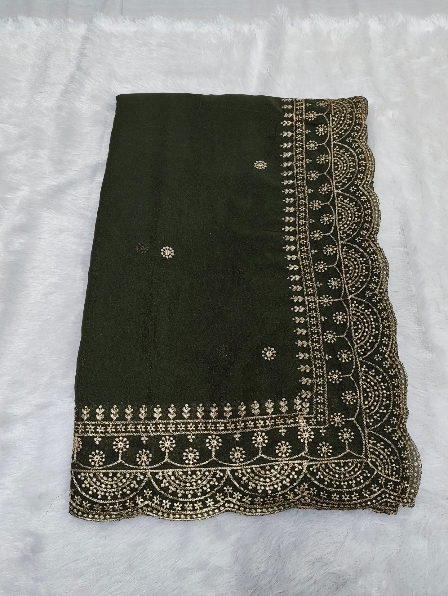 Shiny Georgette Heavy Embroidery Jari Work SG108