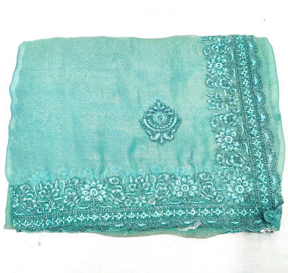 Tissue Gold Silk with Embroidery Glitter Coding Work NCC802