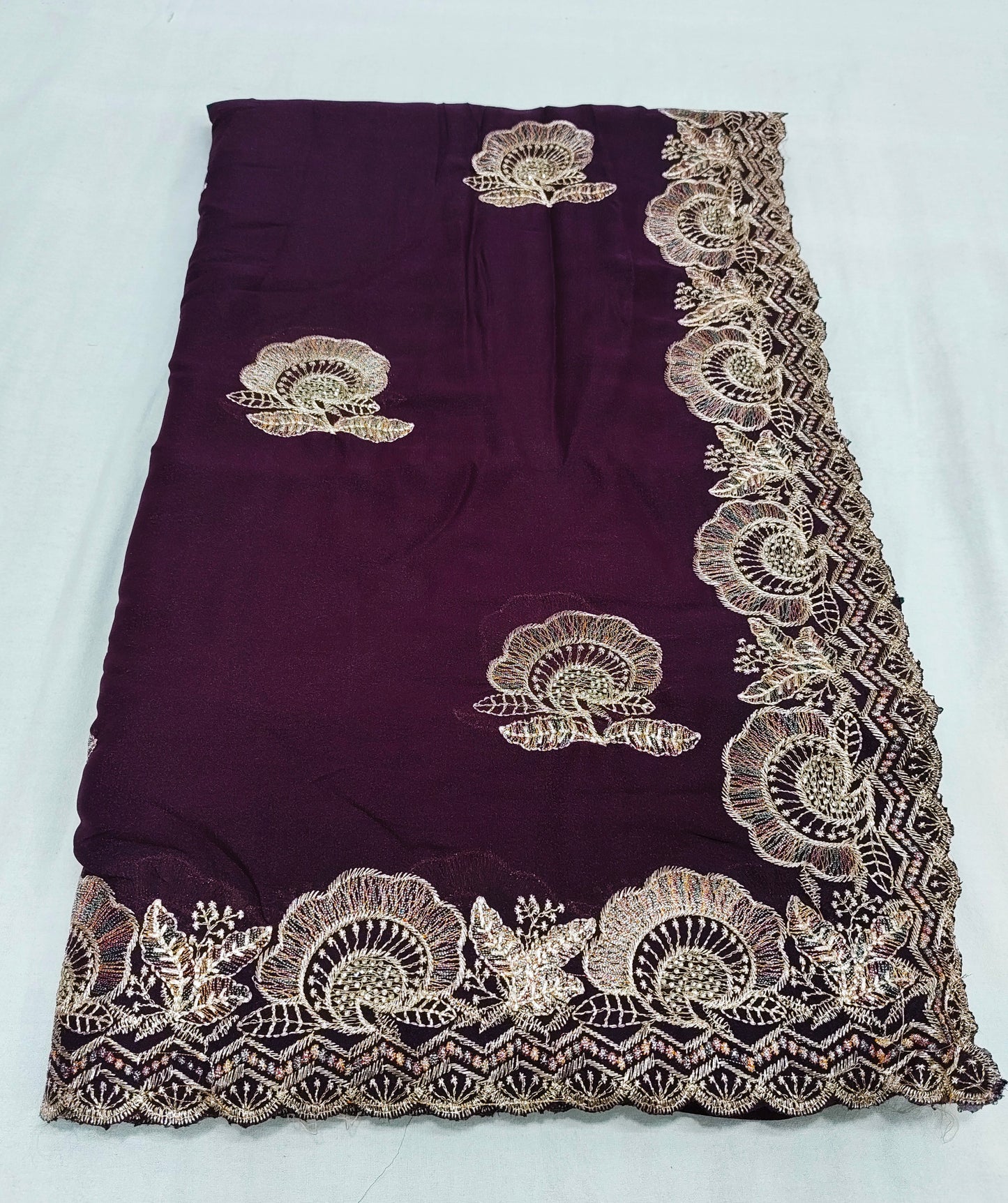 Chocolate Silk Multi Embroidery Work & Siroski Diamond Work SG501