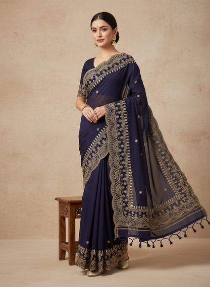 Shiny Georgette Heavy Embroidery Jari Work SG108