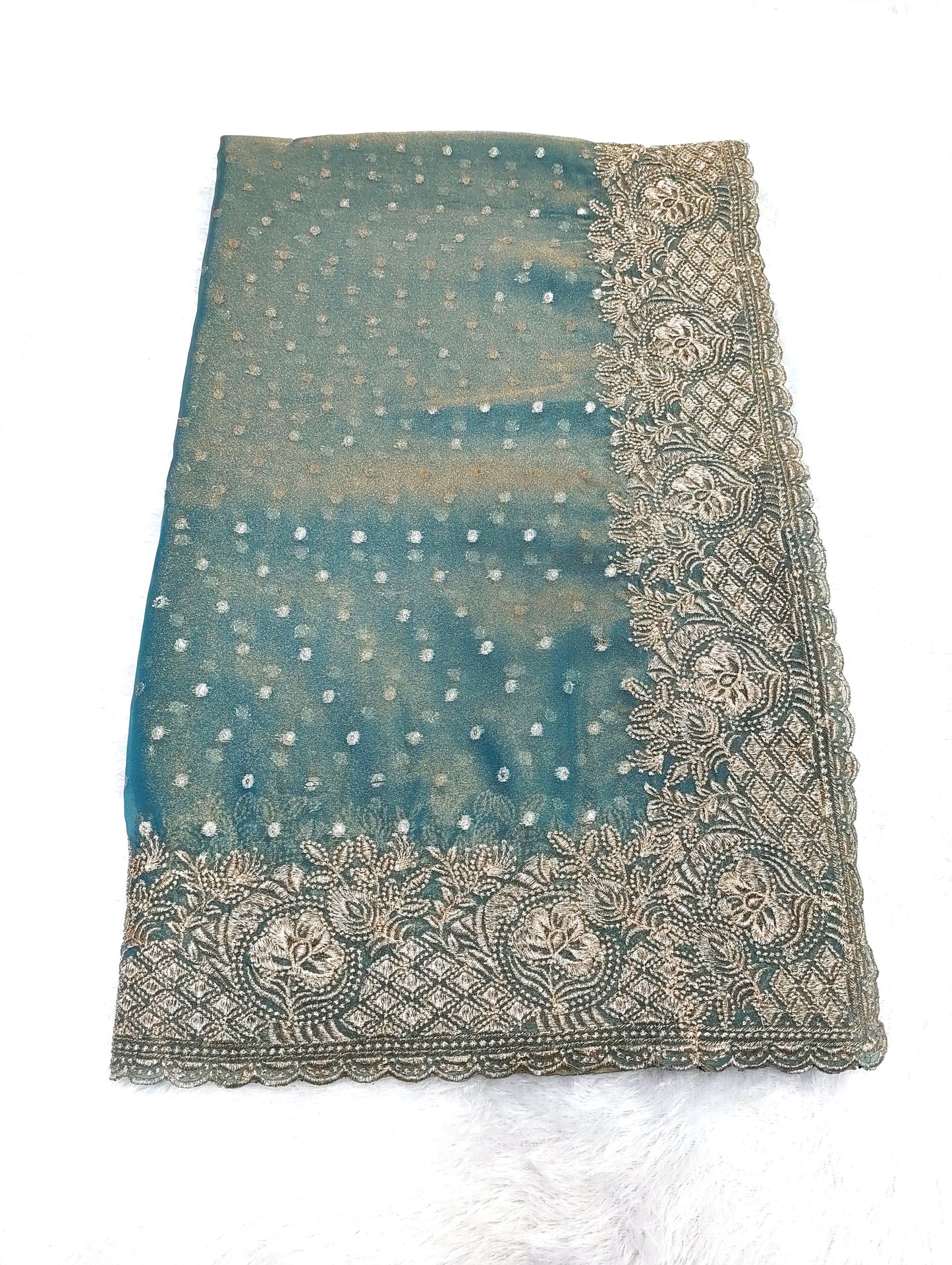 Silk Jacquard Heavy Embroidery Saree NCB204