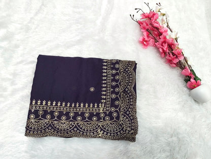 Shiny Georgette Heavy Embroidery Jari Work SG108