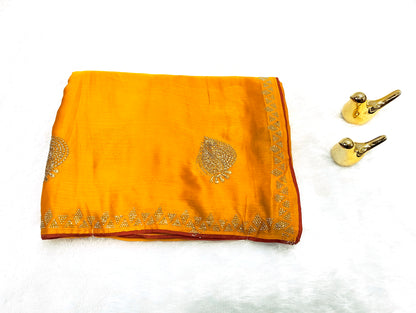 Satin Silk  Embroidery Work & Siroski Work SC307