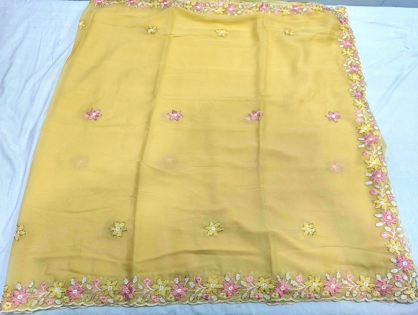 Shinny Georgette Multi Color Embroidery Work SG405