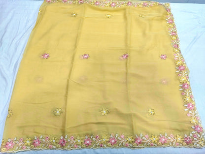 Shinny Georgette Multi Color Embroidery Work SG405