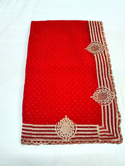 Fendi Chiffon Embroidery & Siroski Work Saree FC101