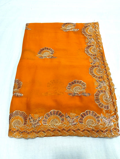 Chocolate Silk Multi Embroidery Work & Siroski Diamond Work SG501
