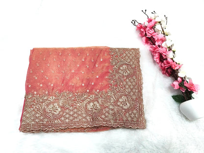 Silk Jacquard Heavy Embroidery Saree NCB204