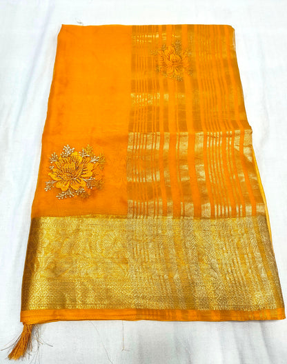 Organza Rich Pallu Embroidery & Siroski Work Saree OP702