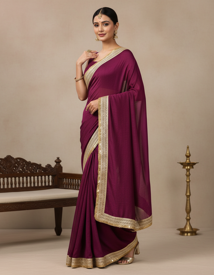 Fendi Chiffon Sequence Embroidery Border FC104