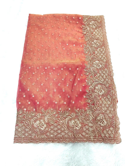 Silk Jacquard Heavy Embroidery Saree NCB204